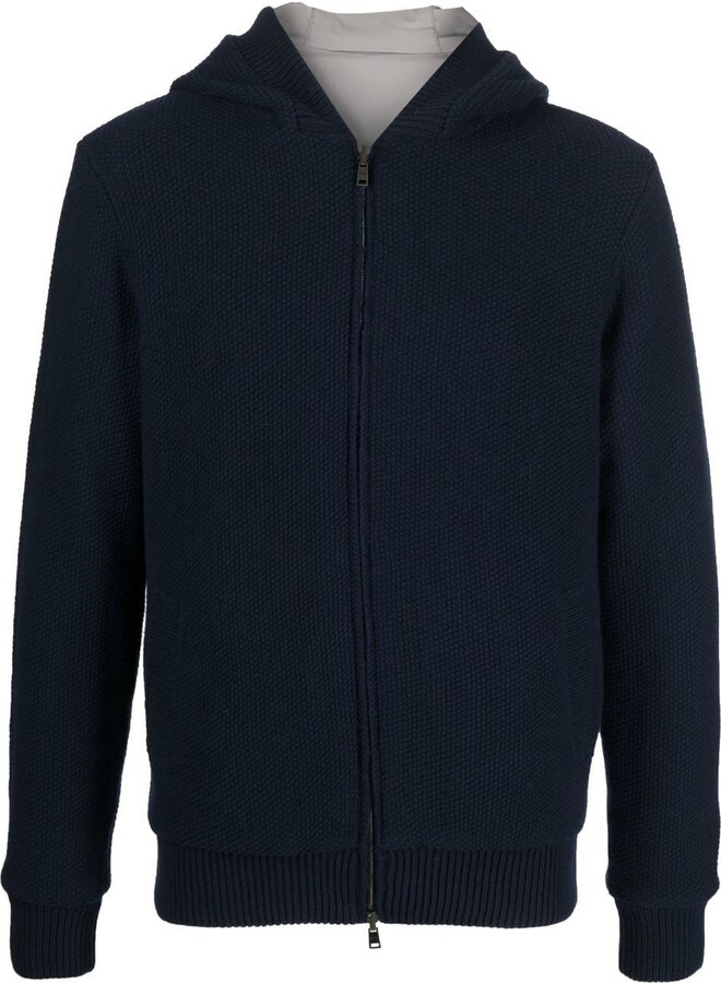 Herno Navy Blue Wool Blend Jacket ShopStyle