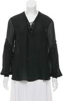 Thumbnail for your product : Haute Hippie Long Sleeve Silk Blouse