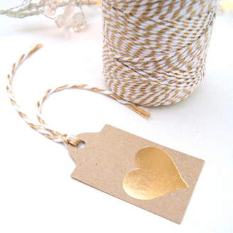 The Hummingbird Card Company Gift Tags Gold Heart Six Pack