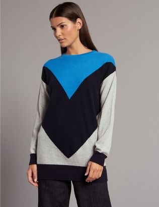Marks and Spencer Pure Cashmere Colour Block Round Neck Jumper