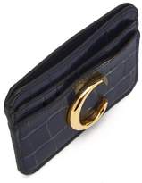 Thumbnail for your product : Chloé The C Logo Crocodile-effect Leather Cardholder - Womens - Navy