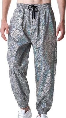 ZOUN Reflective Pants Men - Baggy Sweatpants Casual Elastic Hip Hop  Fluorescent Jogging Pants with Drawstring - Night Dance Party Sports  Trousers Silver - ShopStyle
