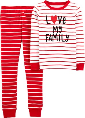 Carter's Little Boys and Girls Family Love Top and Snug Fit Pajamas, 2 Piece Set