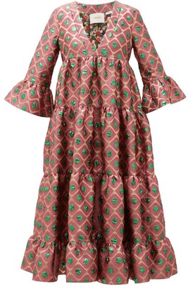 La DoubleJ Jennifer Jane Pomodorini-jacquard Tiered Dress - Red Print