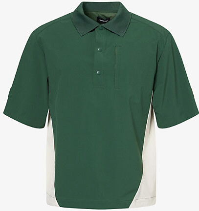 Manors Mens Pine Green Shooter Contrast-Panel Nylon Shirt S