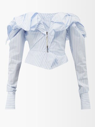 Vivienne Westwood - Drunken Striped Cotton-poplin Corset Top - Blue Stripe