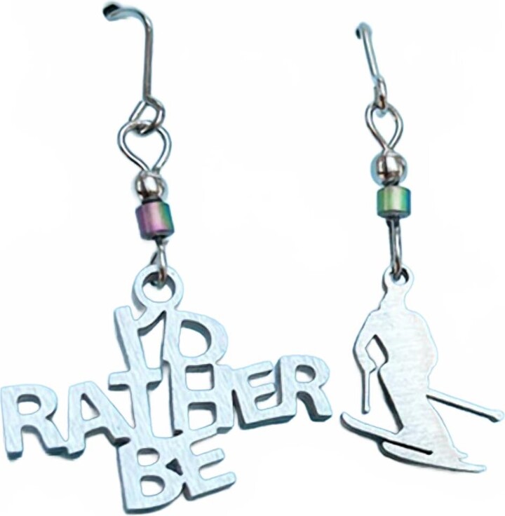 Close 2 Ur Heart Women's I'd Rather Be Skiing Earrings In Silver
