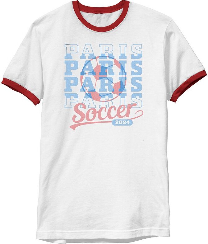 Licensed Character Men's Paris Soccer 2024 Ringer Graphic Tee