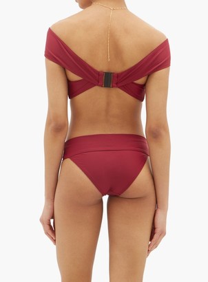 Casa Raki - Paula Off-the-shoulder Crossover Bikini Top - Burgundy