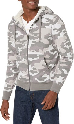 Essentials Mens Sherpa Lined Full-Zip Hooded Fleece Sweatshirt 