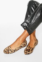 Thumbnail for your product : boohoo Basic Leopard Slipper Ballet Flats