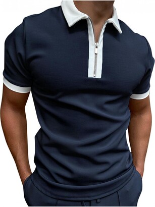 NANSAN Grandad Shirt Men's Polo Shirt Mens Designer Polo Shirts Men's  Casual Sports T-Shirts with Zipper Mens Polo Shirts XL Mens Polo Shirt Blue  - ShopStyle