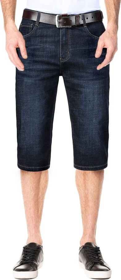 KTWOLEN Mens Casual 3/4 Stretch Denim Shorts Summer Jean Short