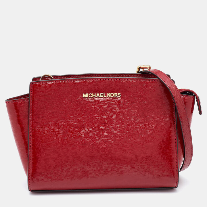 MICHAEL Michael Kors Red Patent Leather Small Selma Shoulder Bag - ShopStyle