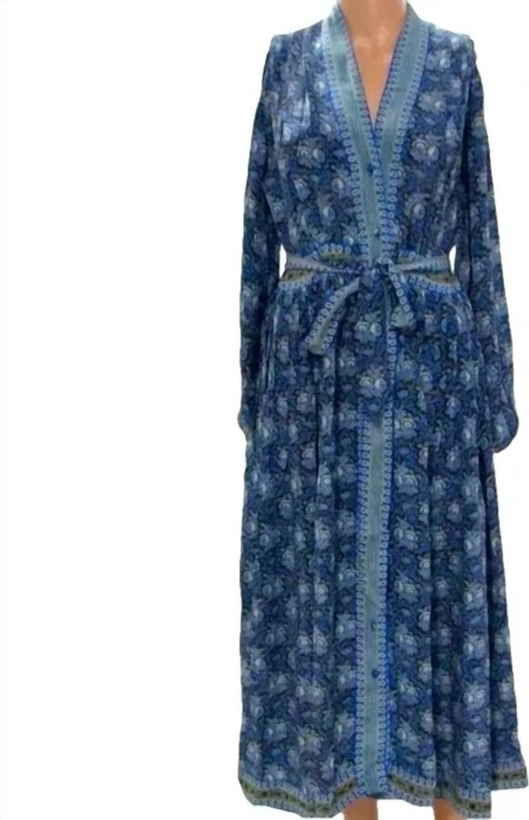 D'Ascoli Women's Morocco Silk Crepe Midi Sun Dress In Blue Print