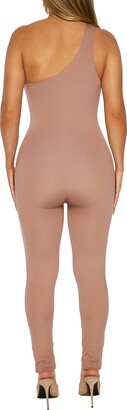 Naked Wardrobe Sweet T Funnel Neck Jumpsuit - Chocolate