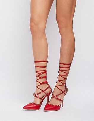 Charlotte Russe Studded Lace-Up D'Orsay Pumps