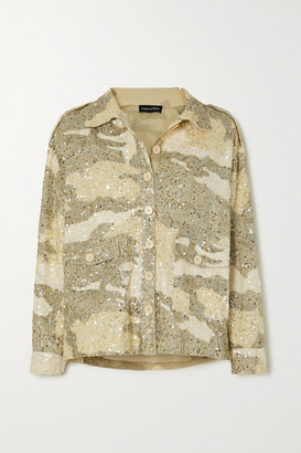 retrofete Idan Sequined Camouflage-print Cotton Jacket - Beige