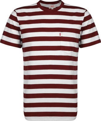 Levi's Men's Ss Set-in Sunset Pocket T-Shirt Multicolour (Planter Stripe White/Warm Cabernet 0094) Small