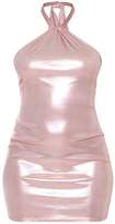 Thumbnail for your product : PrettyLittleThing Silver Shimmer Metallic Halterneck Bodycon Dress