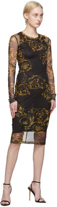 Versace Jeans Couture Black Tulle Printed Dress