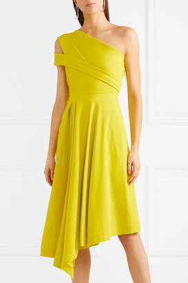 Preen by Thornton Bregazzi Danica Asymmetric Pleated Stretch-crepe Dress - Bright yellow