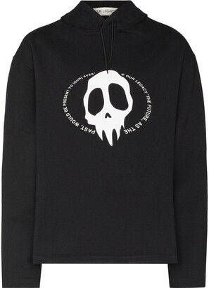 【OUR LEGACY】 Loose Hoodie Maverick Skull Print Black Our Legacy - Loose Hoodie Maverick Skull Print