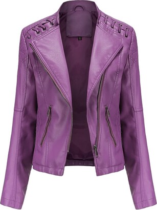 YYNUDA Women's Stylish Faux Leather Jacket Zip Up Moto Biker Classic Short Jacket Coat Green 3XL