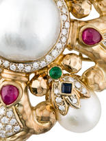 Thumbnail for your product : 2.00ctw Diamond, South Sea Pearl & Gemstone Brooch