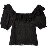Thumbnail for your product : Rebecca Taylor Satin Jacquard Ruffle Top