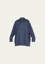 Thumbnail for your product : eskandar Wide Longer-Back Shirt Jacket With Collar (Long Length)