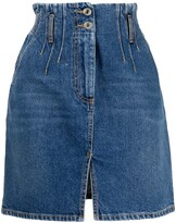 Thumbnail for your product : MSGM Embroidered-Detail Elasticated-Waist Denim Skirt