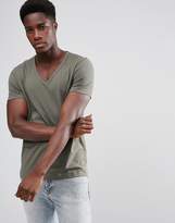Thumbnail for your product : ASOS T-Shirt With Deep V Neck In Green