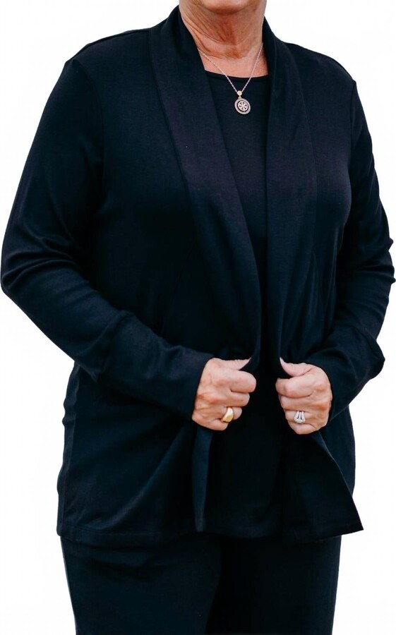 A La Carte Open Front Cardigan In Black