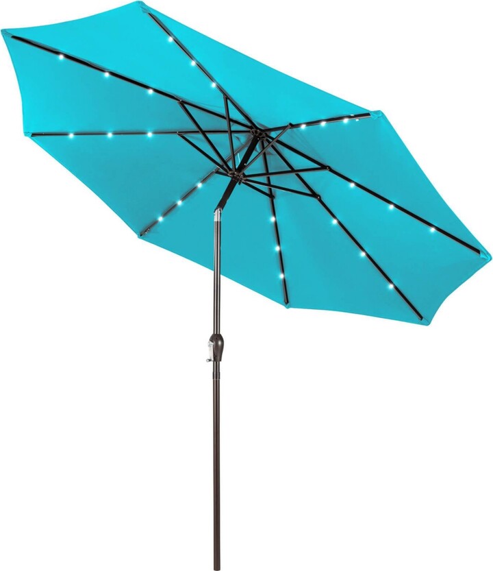 Gymax 10FT Solar Umbrella Led Market Steel Tilt w/ Crank Patio