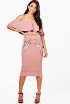 Thumbnail for your product : boohoo Petite Anna Embroidered Crop and Midi Skirt Co-ord
