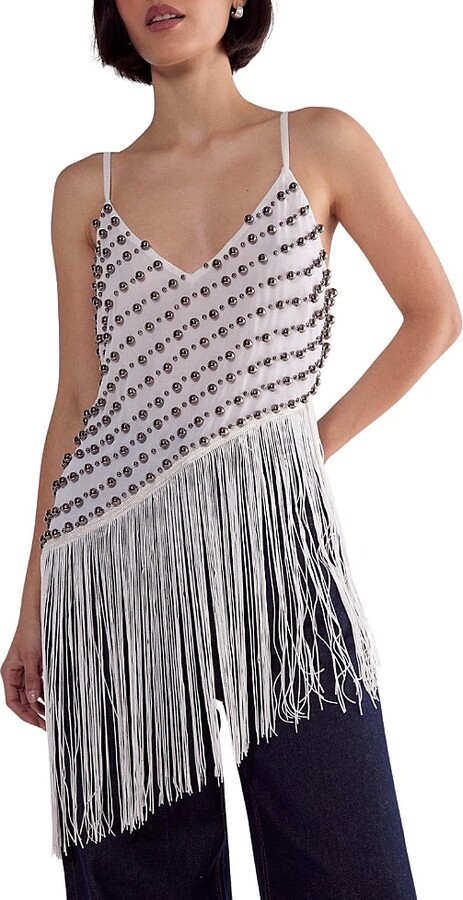Nasty Gal Studded Asymmetric Fringed Cami Top