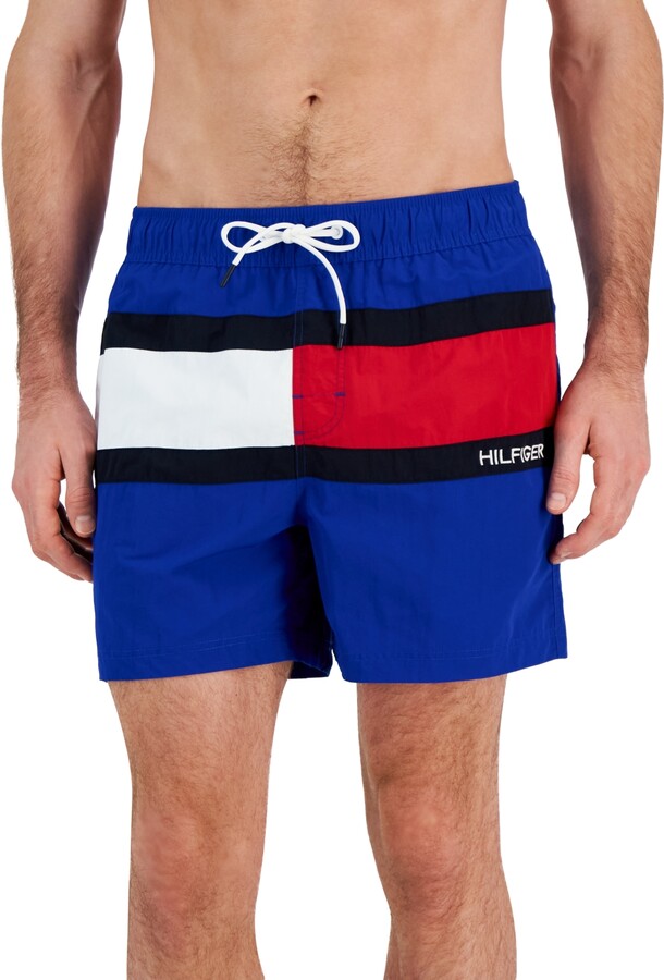 Microprocesador proporción lucha Tommy Hilfiger Men's Tommy Flag 7" Swim Trunks, Created for Macy's -  ShopStyle