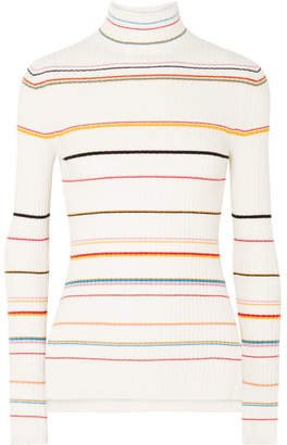 Sjyp Striped Ribbed-knit Turtleneck Sweater