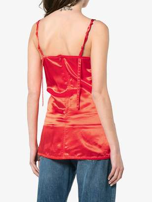 Helmut Lang Red Ruched Top
