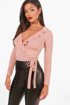 Thumbnail for your product : boohoo Ruffle Wrap Front Crop