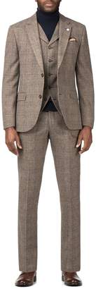 Gibson Men's Fawn Check with Blue Overcheck Trouser