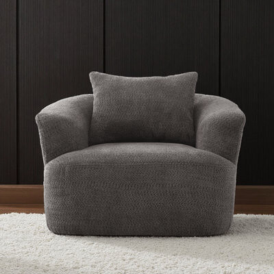 Latitude Run Green Boucle Fabric 360° Swivel Accent Chair - American-Design Comfort Sofa for Living Room & Office