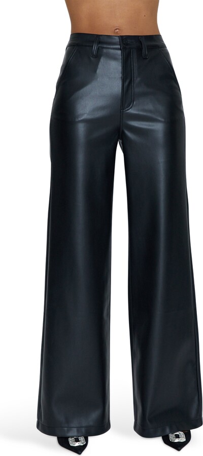 Pistola Denim Lana High Waist Wide Leg Faux Leather Pants