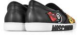 Thumbnail for your product : Moschino Black Leather Slip On Sneakers w/Patches