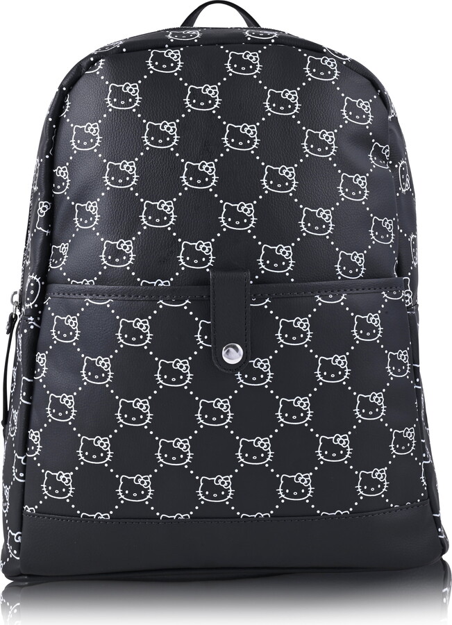 Sanrio Women’s PU Mini Hello Kitty Pattern Backpack – Black