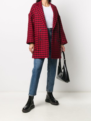 RED Valentino Gingham-Check Double-Breasted Coat