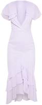 Thumbnail for your product : PrettyLittleThing Lilac Chiffon Plunge Ruffle Detail Skater Dress
