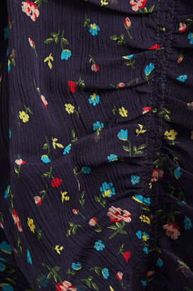 Nicholas Ruched Floral-print Silk-georgette Midi Dress