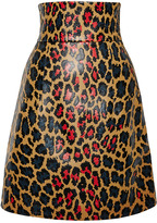 Thumbnail for your product : Christopher Kane High Waisted Leopard Print Leather Skirt